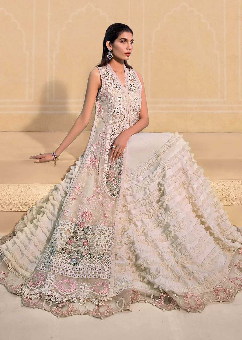 Off White Embroidered Suit - Maria B - Mbroidered Heritage Edition - BD-2604 - Image 7