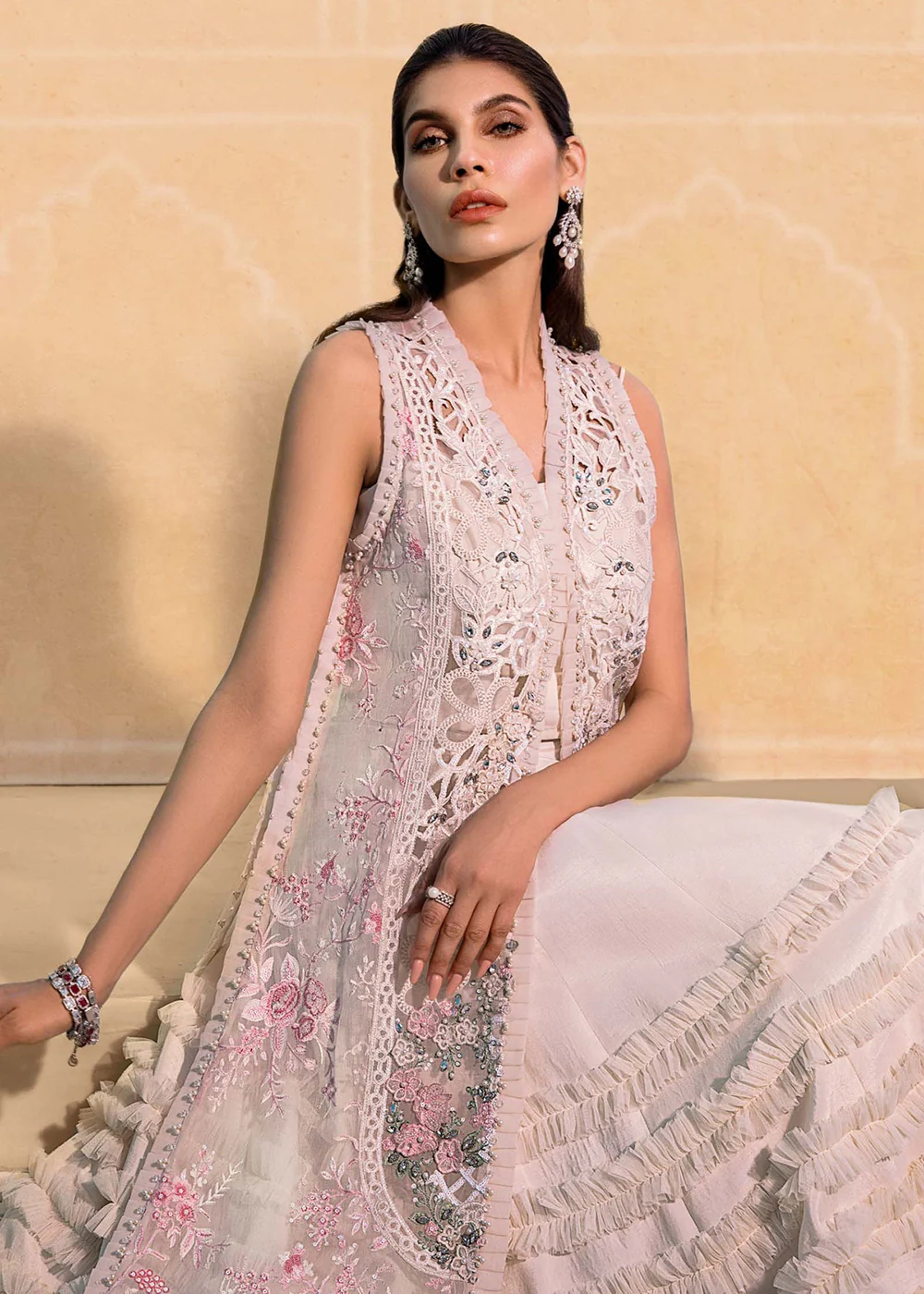 Off White Embroidered Suit - Maria B - Mbroidered Heritage Edition - BD-2604 - Image 8