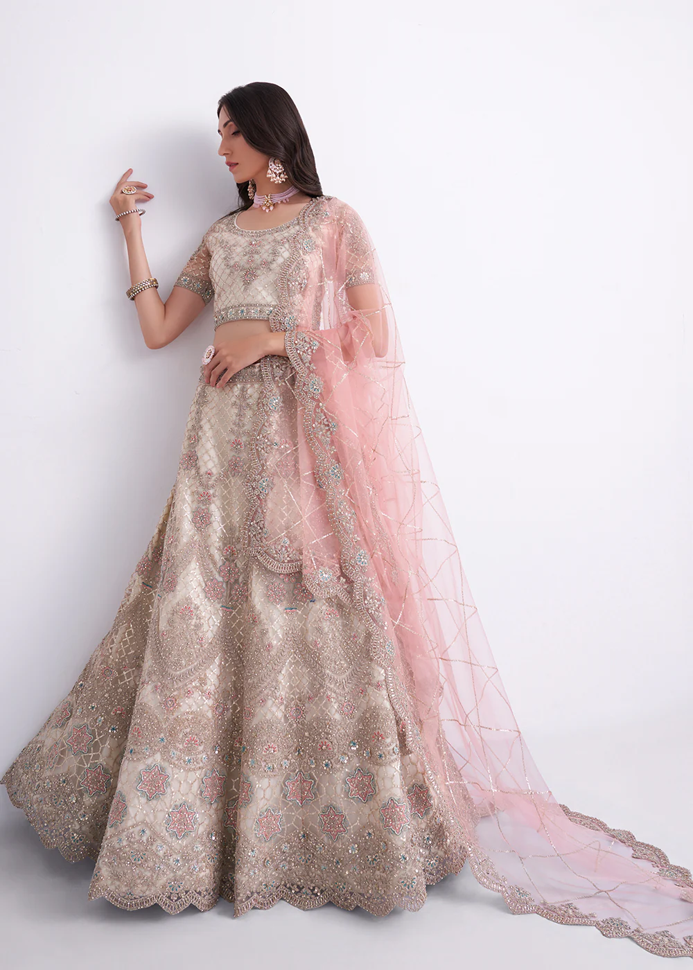 Off White Wedding Style Designer Bridal Lehenga Choli - Image 6