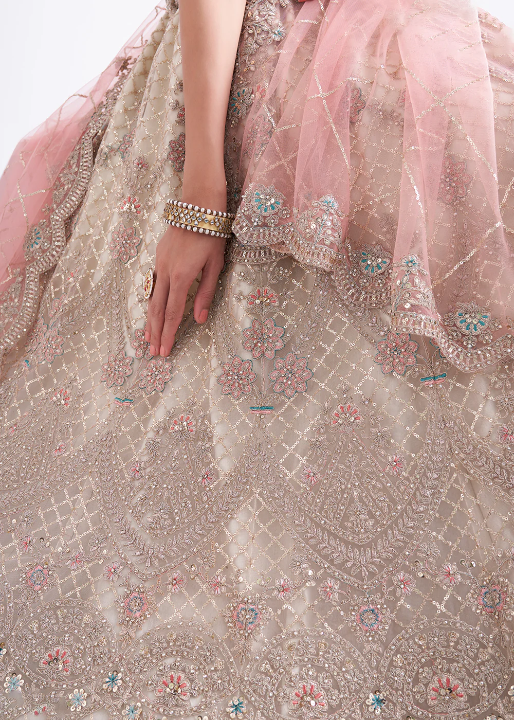 Off White Wedding Style Designer Bridal Lehenga Choli - Image 8