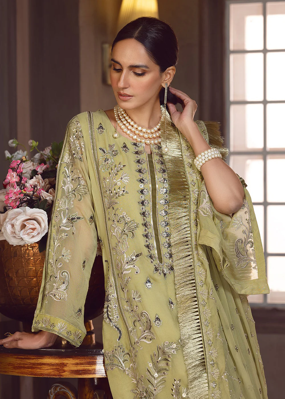 Olive Green Pakistani Suit | Emaan Adeel | Le Festa Formal Edit 7 | LF-704 - Image 2
