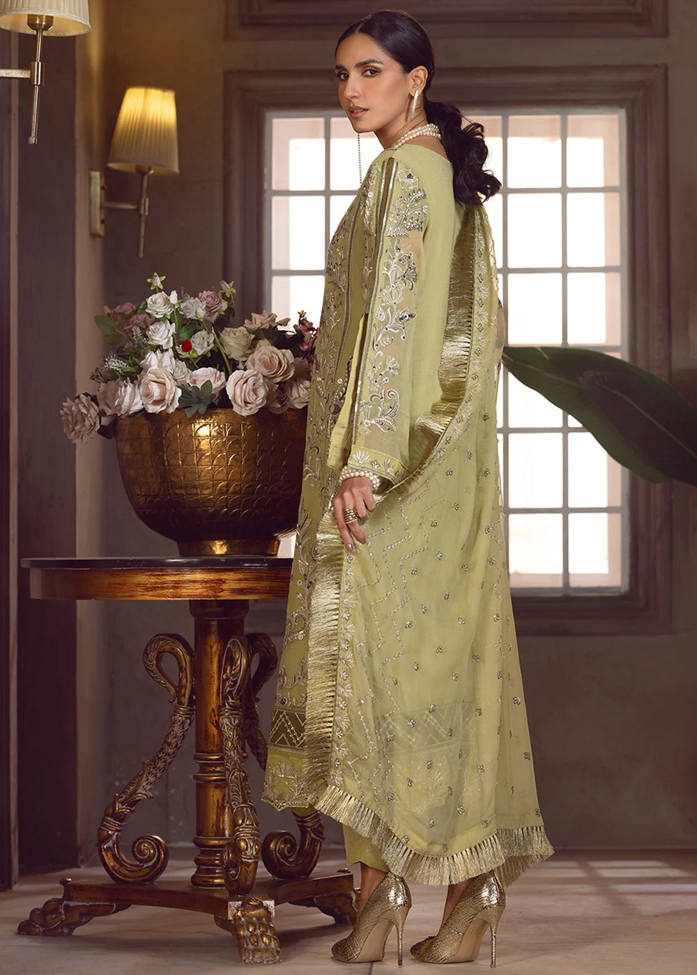 Olive Green Pakistani Suit | Emaan Adeel | Le Festa Formal Edit 7 | LF-704 - Image 3