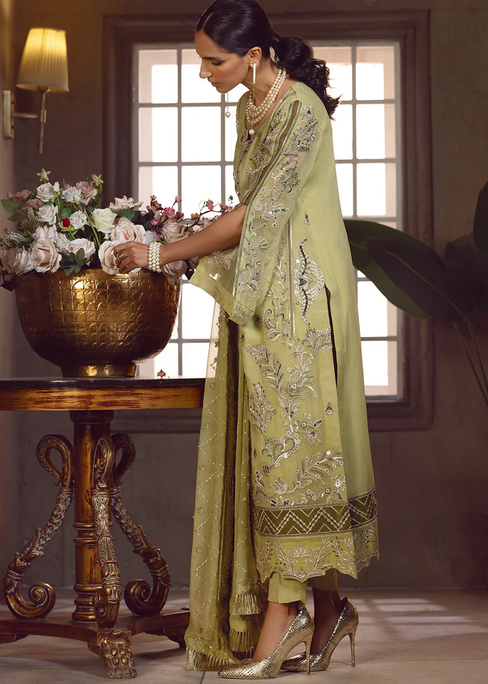 Olive Green Pakistani Suit | Emaan Adeel | Le Festa Formal Edit 7 | LF-704 - Image 5
