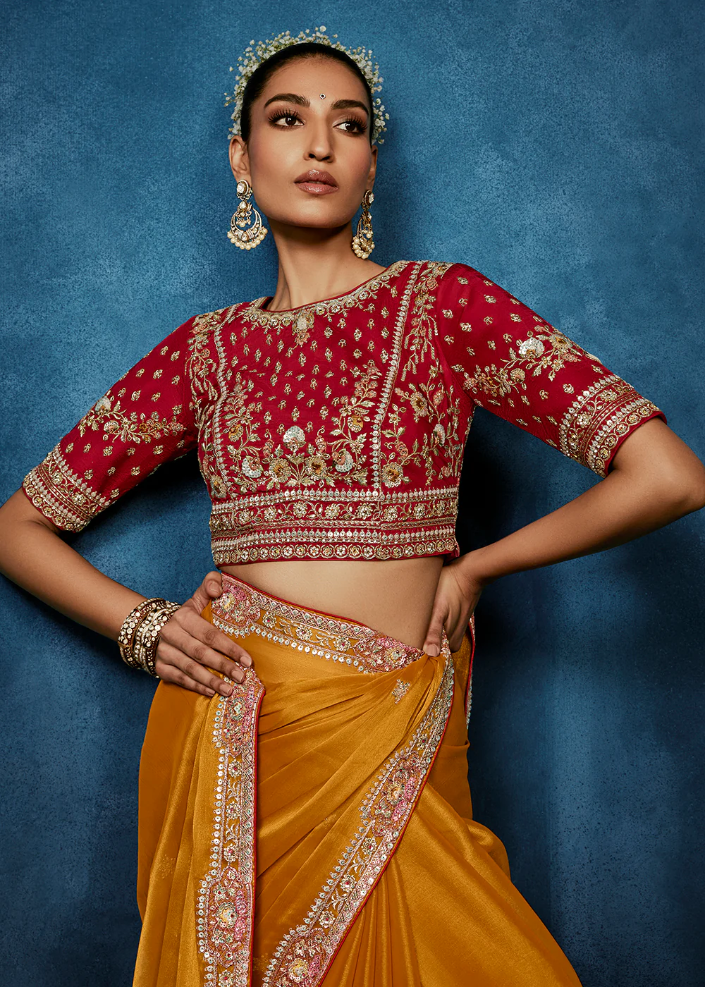 Orange High-Grade Pure Fancy Fabric Designer Saree - Image 2