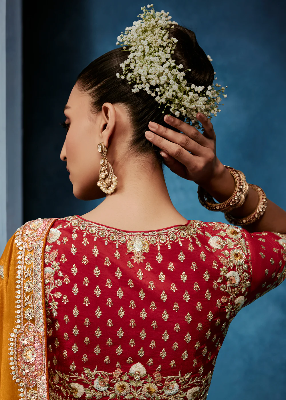 Orange High-Grade Pure Fancy Fabric Designer Saree - Image 3