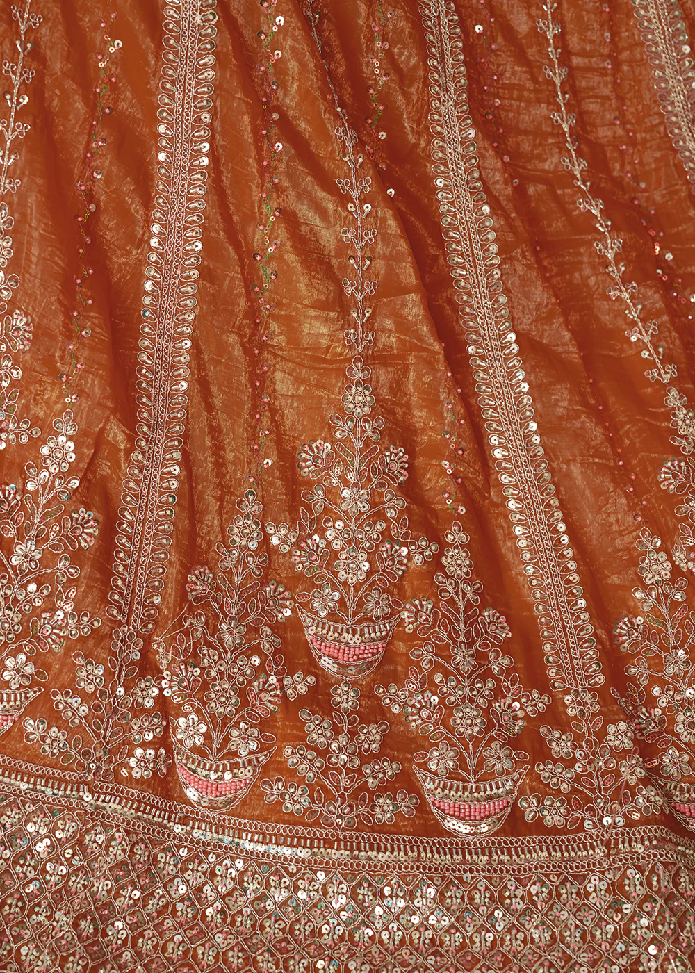 Orange Jimmy Choo Material Wedding Festive Lehenga Choli - Image 5