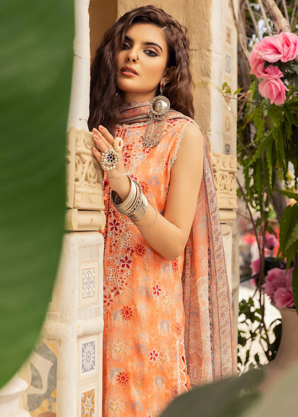 Orange Lawn Suit - Adan Libas - Dorian Eid Edit '23 - 5193-D7 - Image 4
