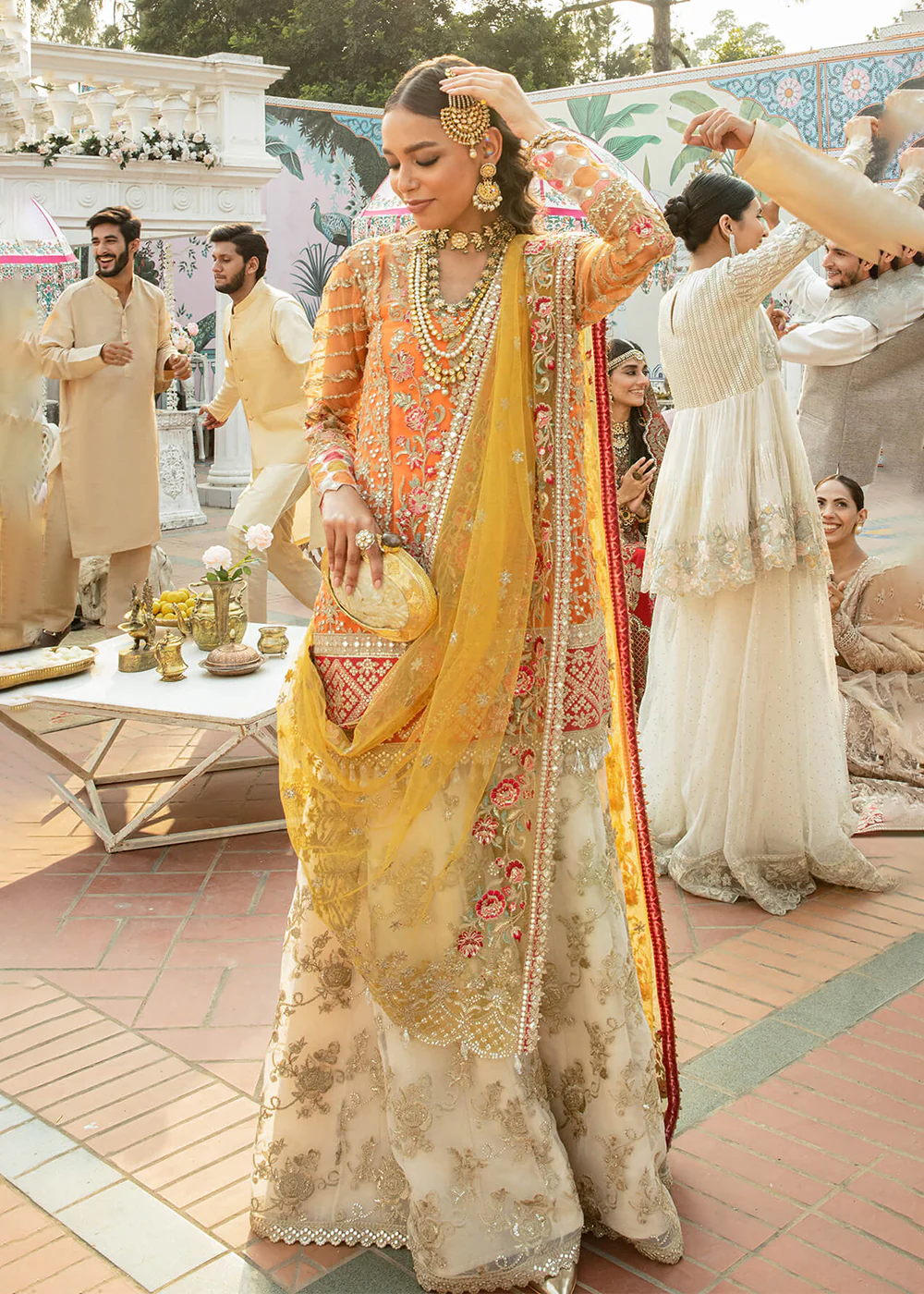Orange Pakistani Sharara Suit | Imrozia Serene Mehram Brides '23 | SB-12 - QURBAT - Image 5