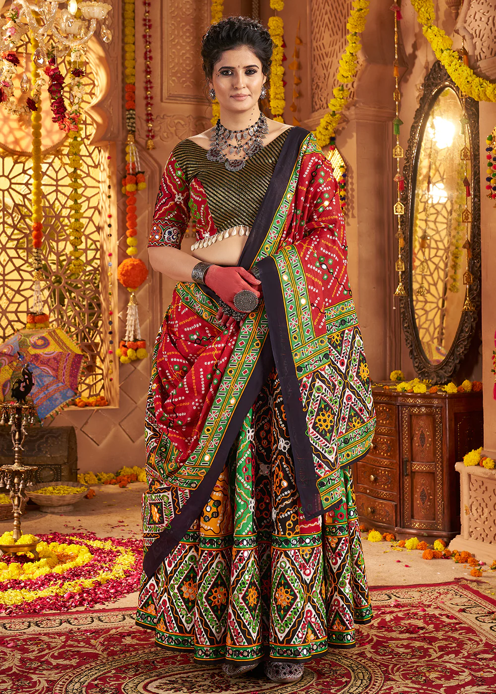 Organic Cotton Multicolor Navratri Wear Chaniya Choli