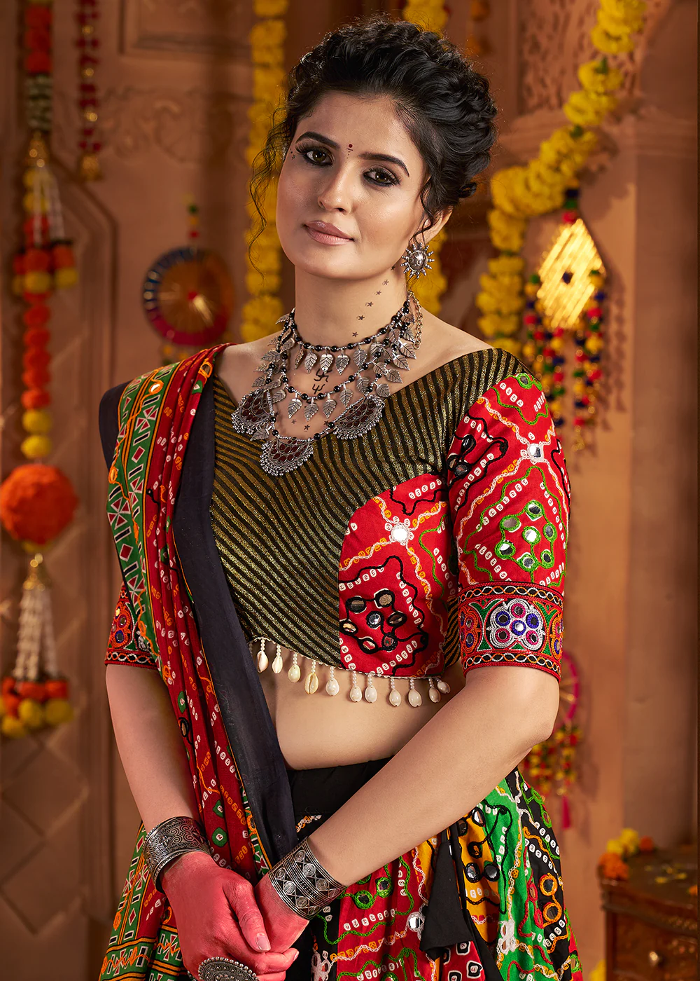 Organic Cotton Multicolor Navratri Wear Chaniya Choli - Image 2