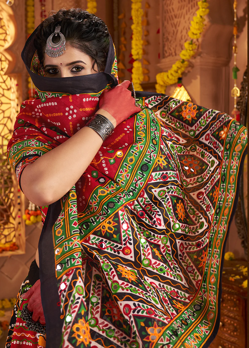 Organic Cotton Multicolor Navratri Wear Chaniya Choli - Image 5