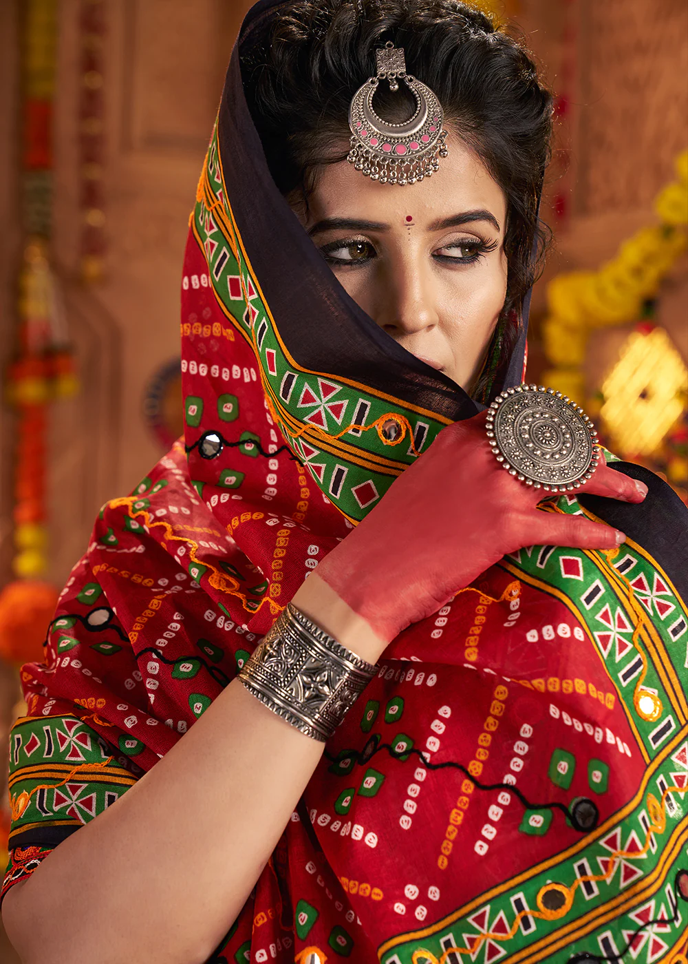 Organic Cotton Multicolor Navratri Wear Chaniya Choli - Image 6