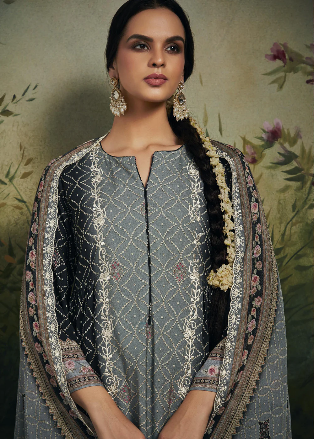 Pakistani Style Black Digital Printed Salwar Suit - Image 2