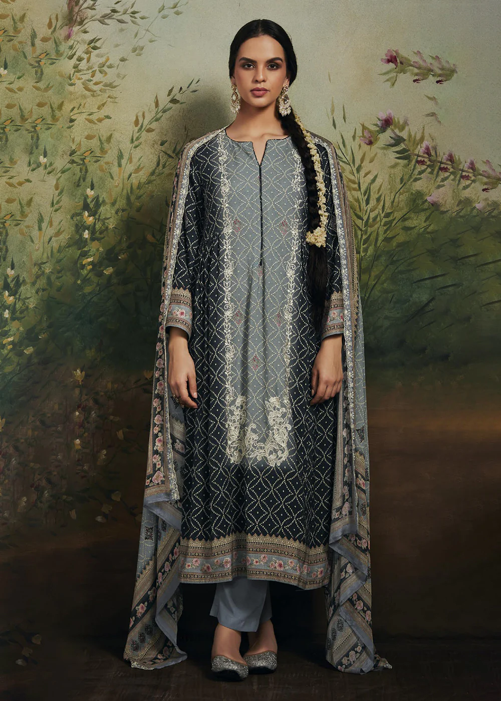 Pakistani Style Black Digital Printed Salwar Suit - Image 3