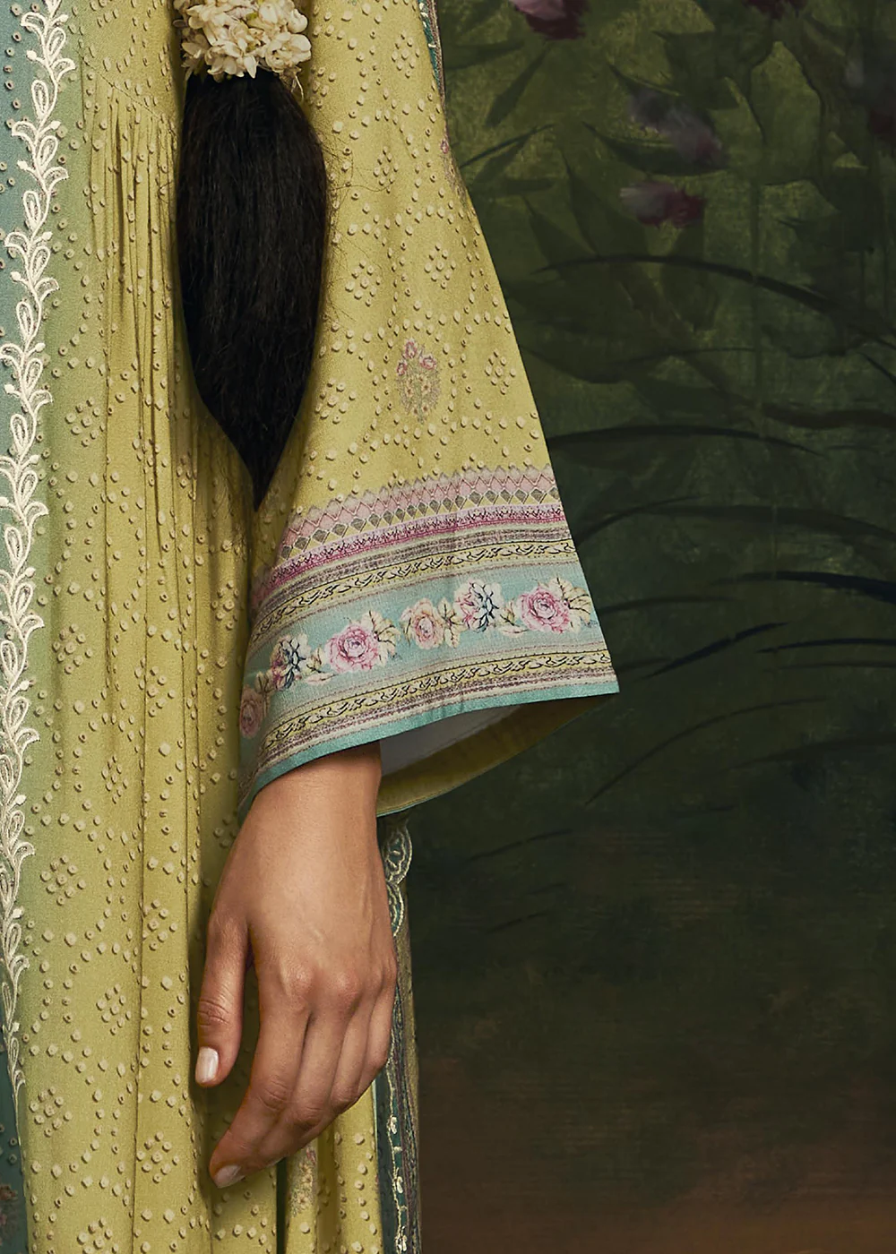 Pakistani Style Olive Green Digital Printed Salwar Suit - Image 4