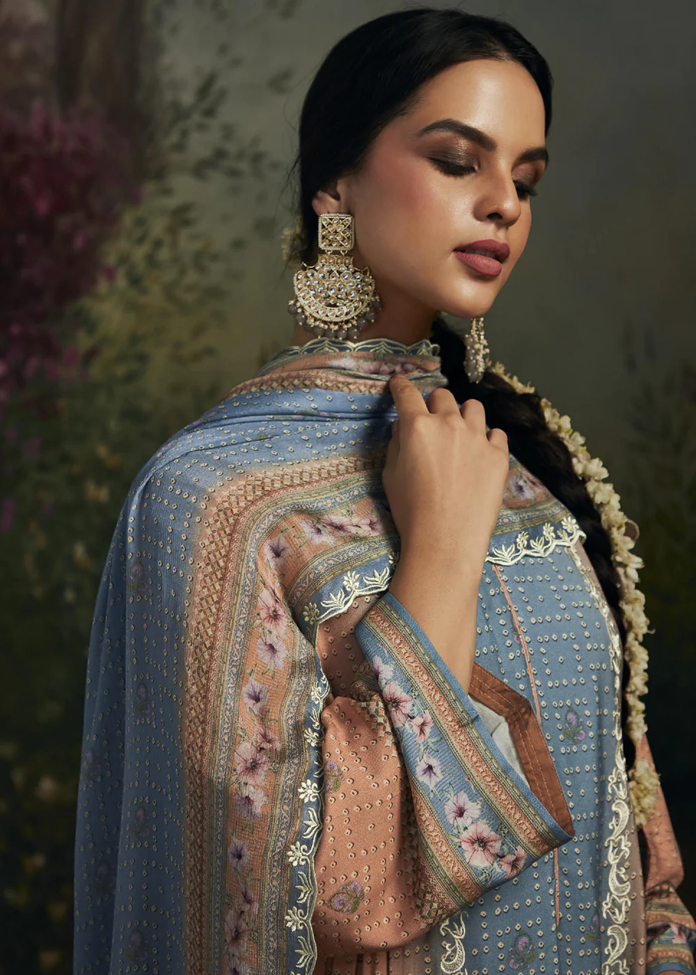 Pakistani Style Peach Digital Printed Salwar Suit - Image 2