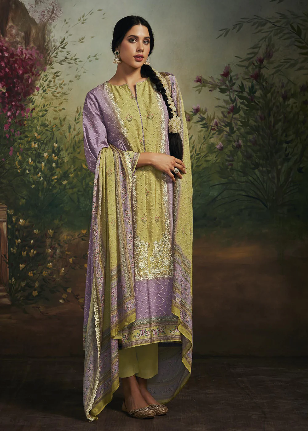 Pakistani Style Purple Digital Printed Salwar Suit - Image 3