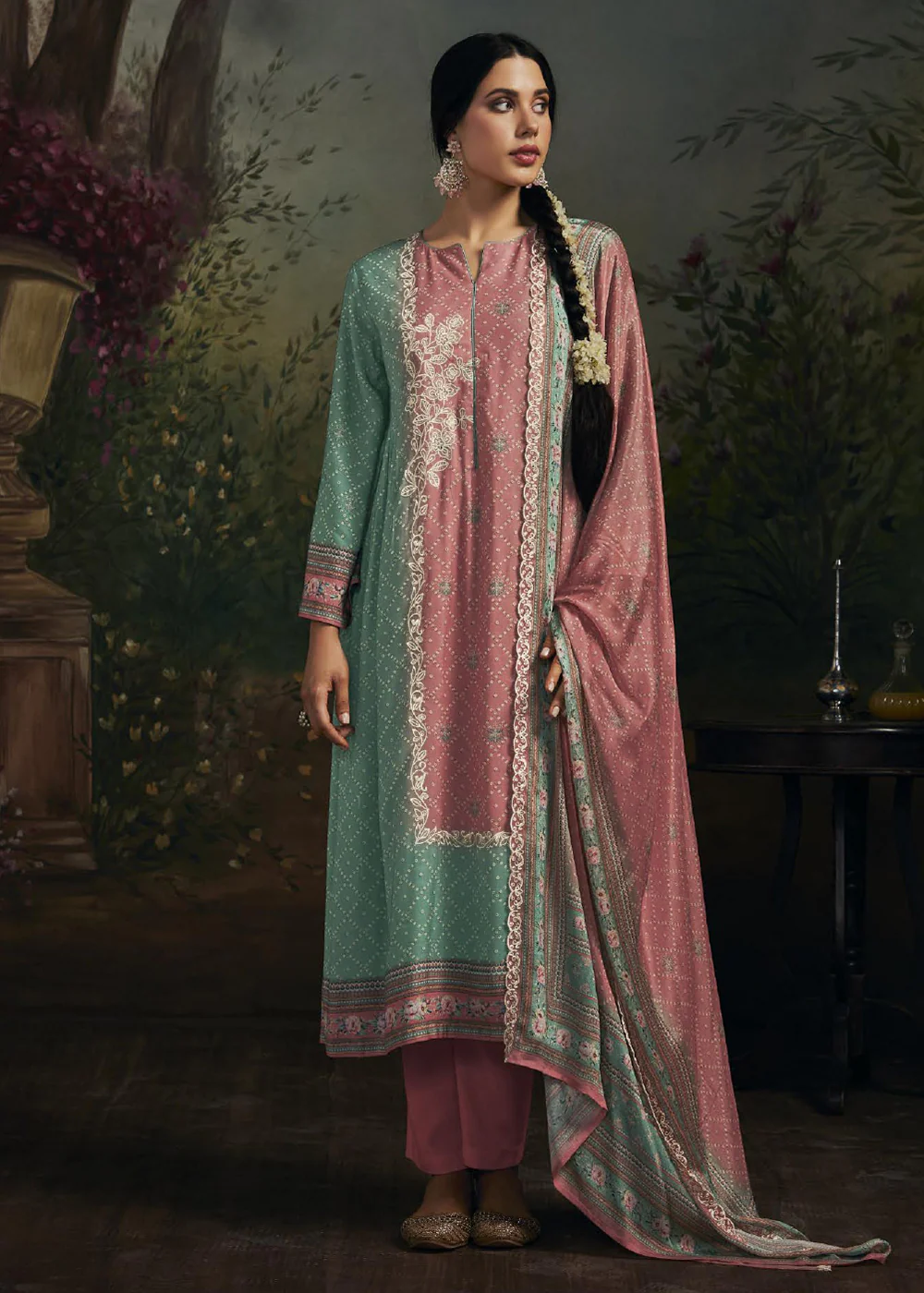 Pakistani Style Sea Green Digital Printed Salwar Suit - Image 3
