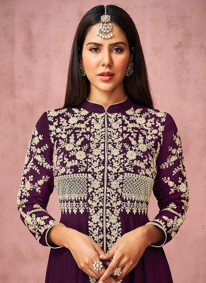 Pant Style Purple Slit Style Anarkali Featuring Sonam Bajwa - Image 2