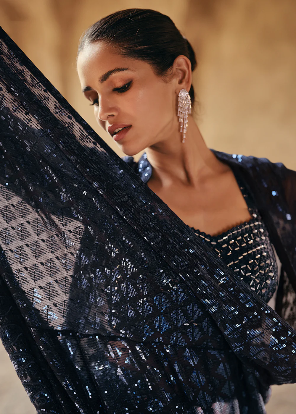 Party Style Navy Blue Georgette Designer Lehenga Choli - Image 6