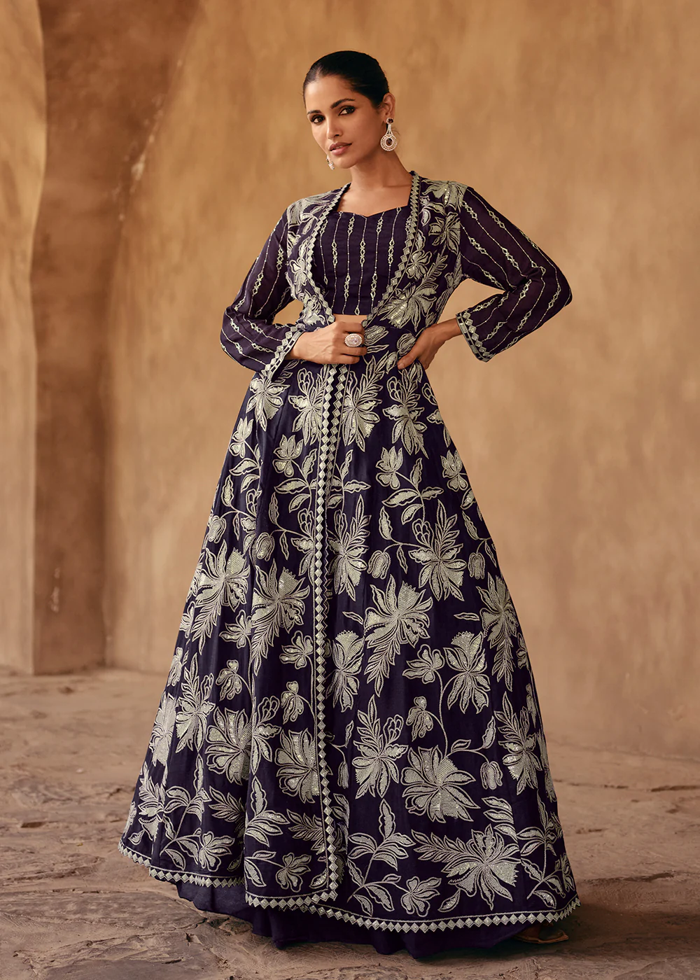 Party Style Plum Purple Chinnon Silk Designer Lehenga Choli - Image 4