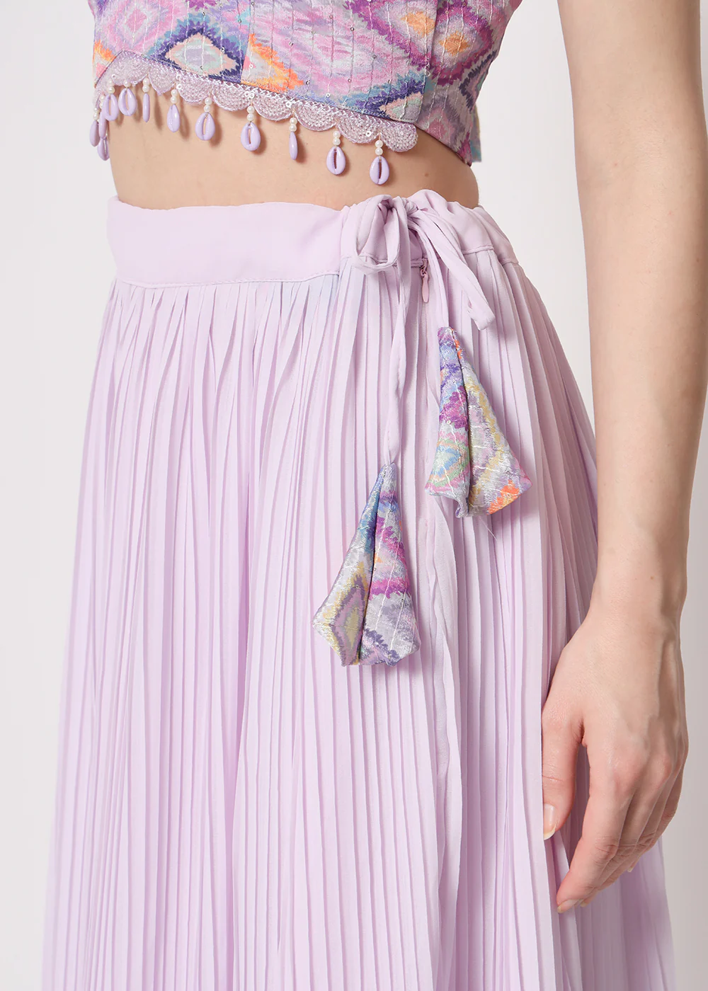 Party Wear Engaging Lavender Georgette Crushed Lehenga Choli - Image 7