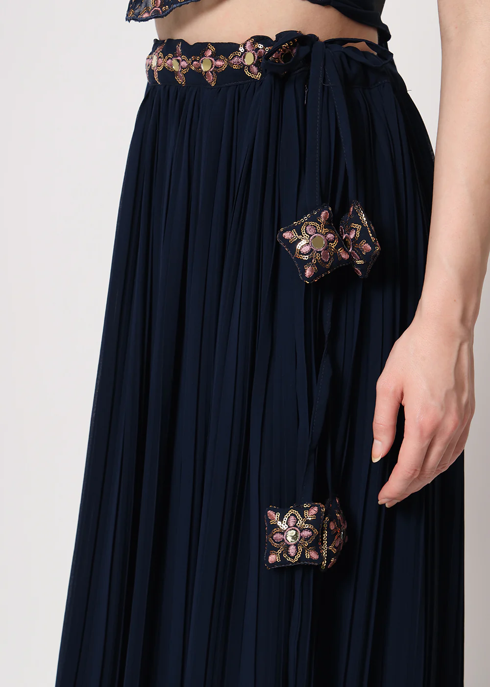 Party Wear Stunning Navy Blue Georgette Crushed Lehenga Choli - Image 4
