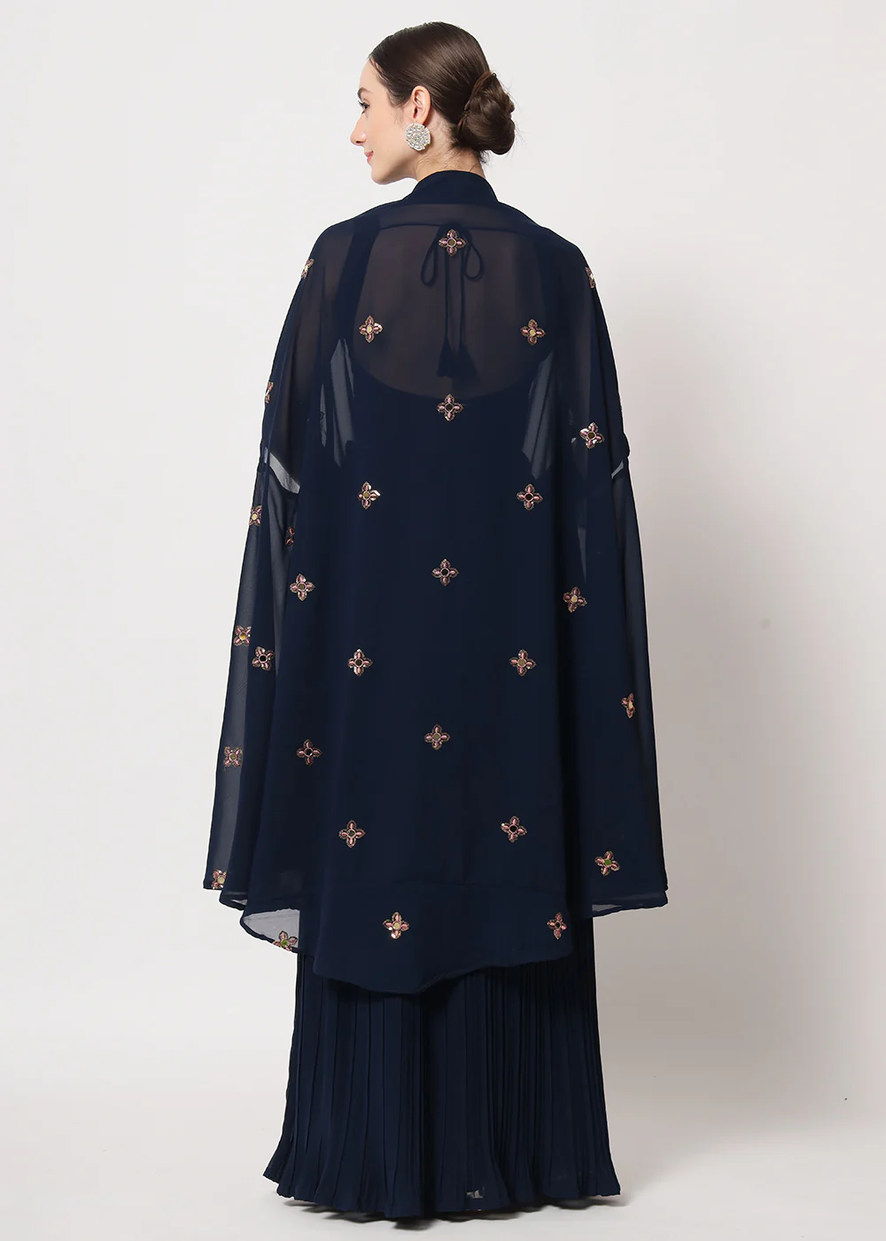 Party Wear Stunning Navy Blue Georgette Crushed Lehenga Choli - Image 8