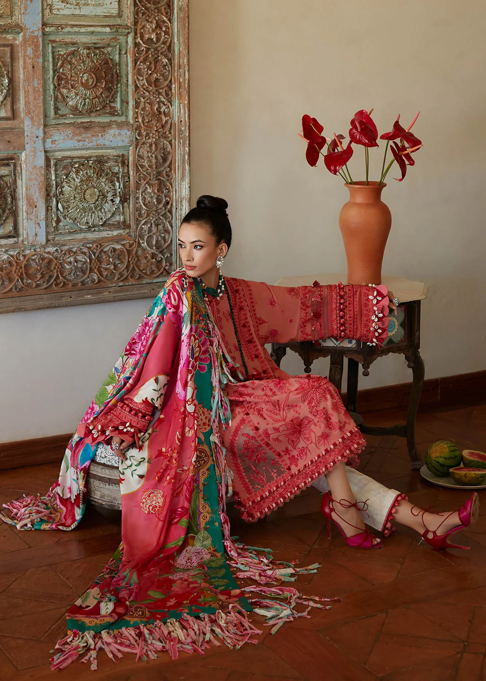 Peach Lawn Suit - Elan - Luxury Lawn '23 - ARNA-EL23-05B - Image 6