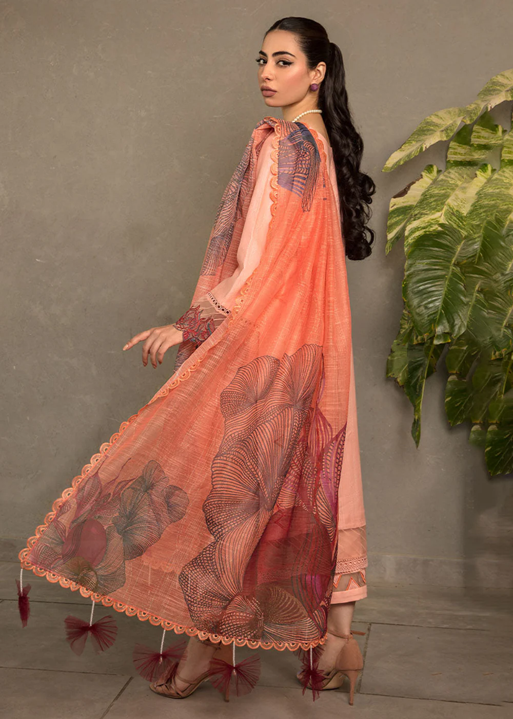 Peach Luxury Lawn Suit | Rang Rasiya | Florence Lawn '23 | CAMELLIA - D6 - Image 3