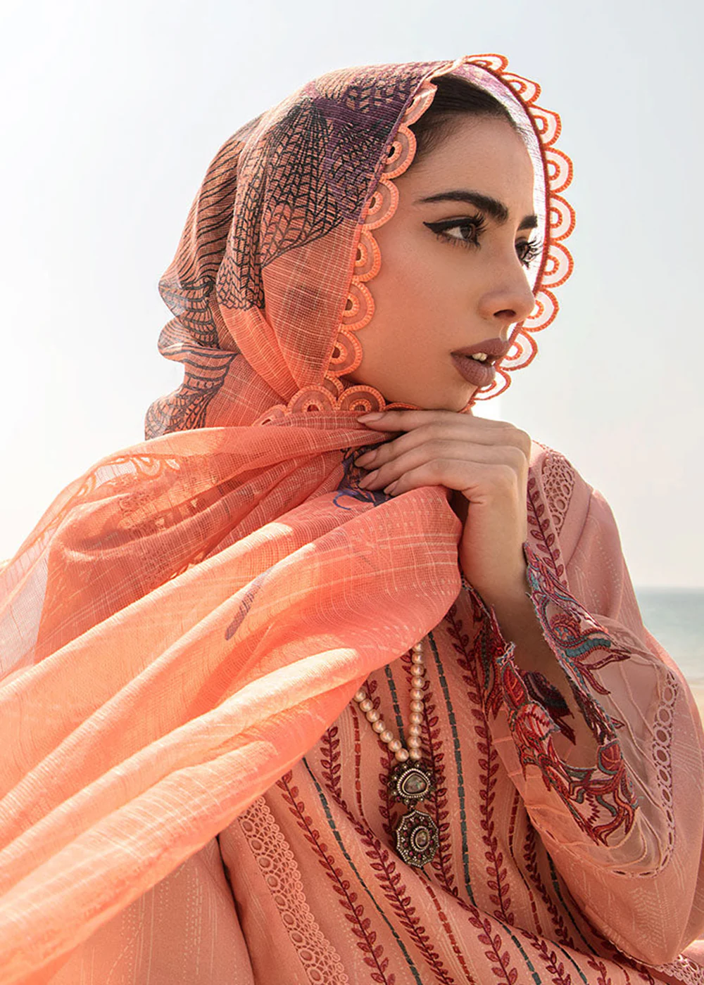 Peach Luxury Lawn Suit | Rang Rasiya | Florence Lawn '23 | CAMELLIA - D6 - Image 5