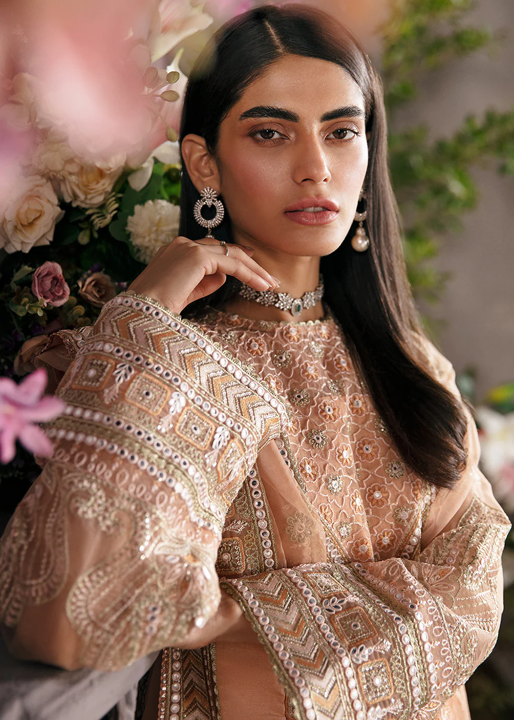 Peach Pakistani Palazzo Suit - Afrozeh La Fuchsia Formals '23 - Sunset Blush - Image 4