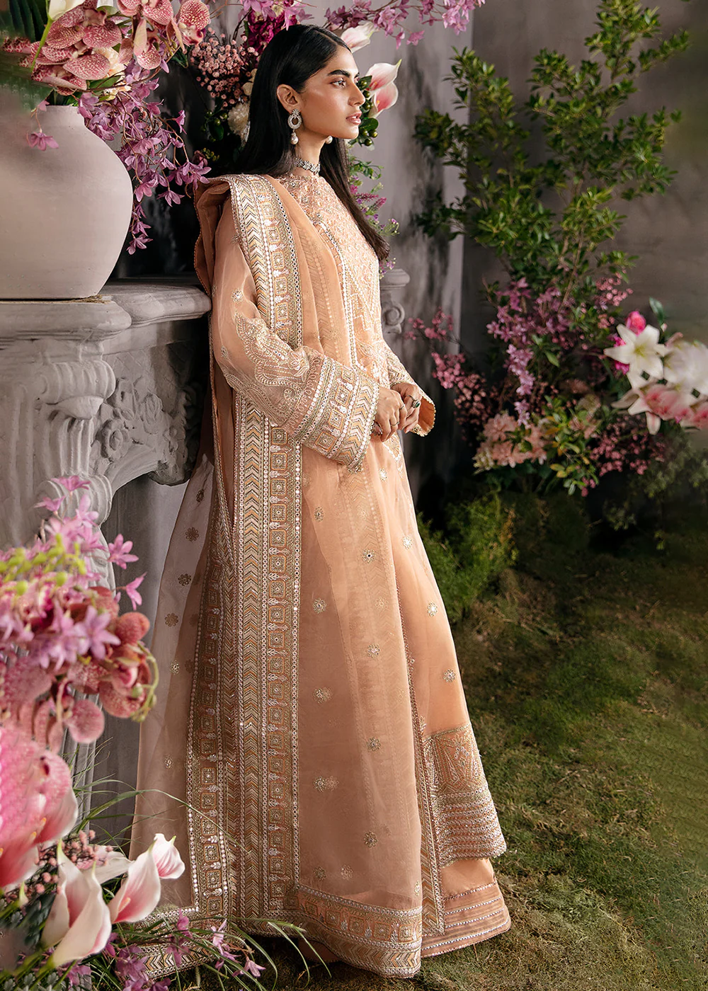 Peach Pakistani Palazzo Suit - Afrozeh La Fuchsia Formals '23 - Sunset Blush - Image 5