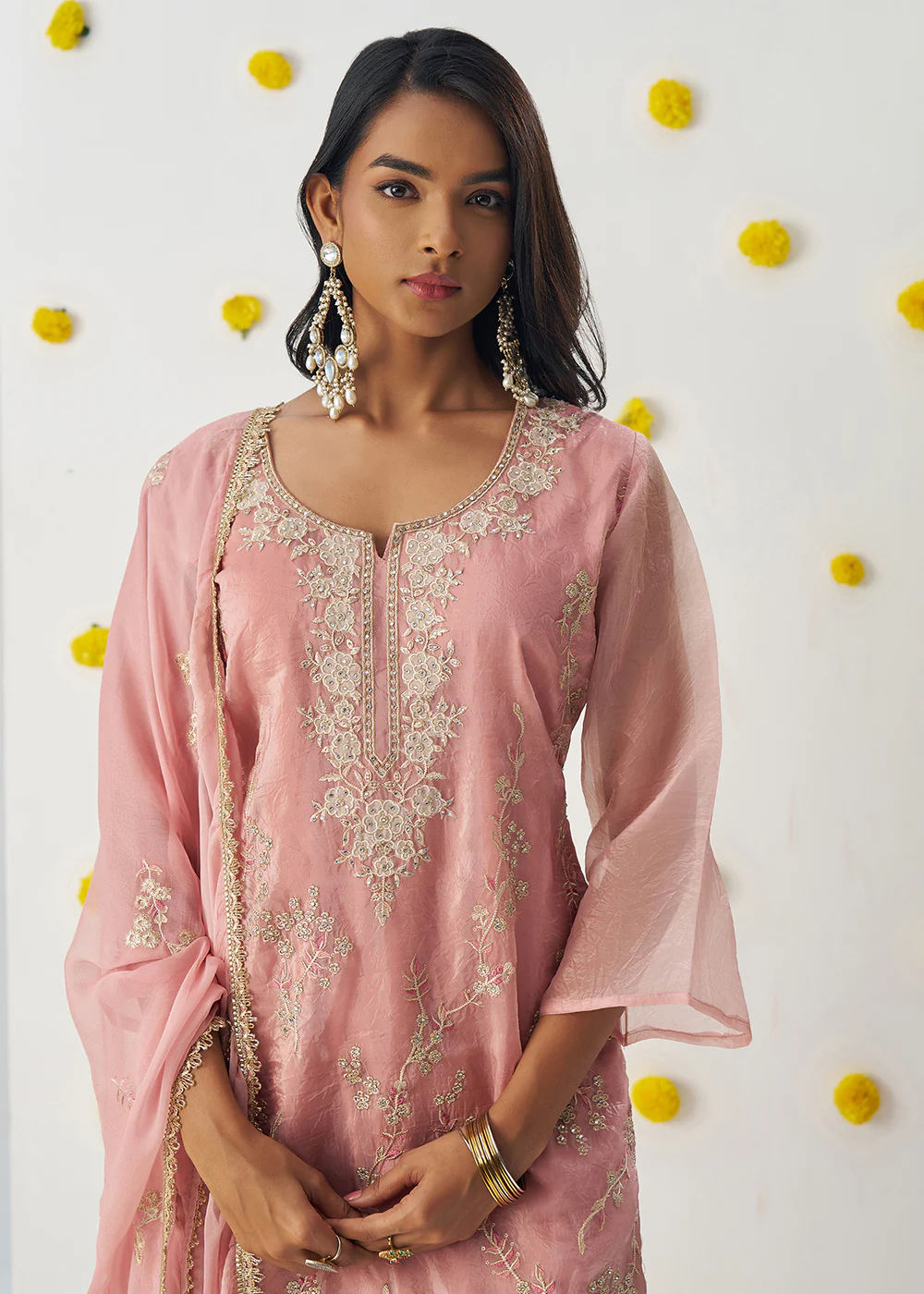 Peachy Pink Fancy Crush Embroidered Festive Salwar Suit - Image 2