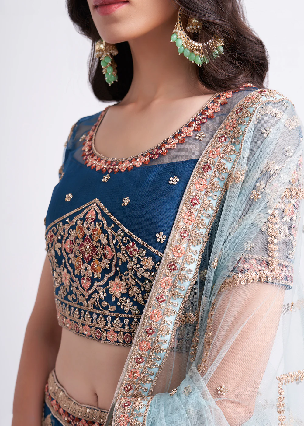 Persian Blue Wedding Style Designer Bridal Lehenga Choli - Image 2