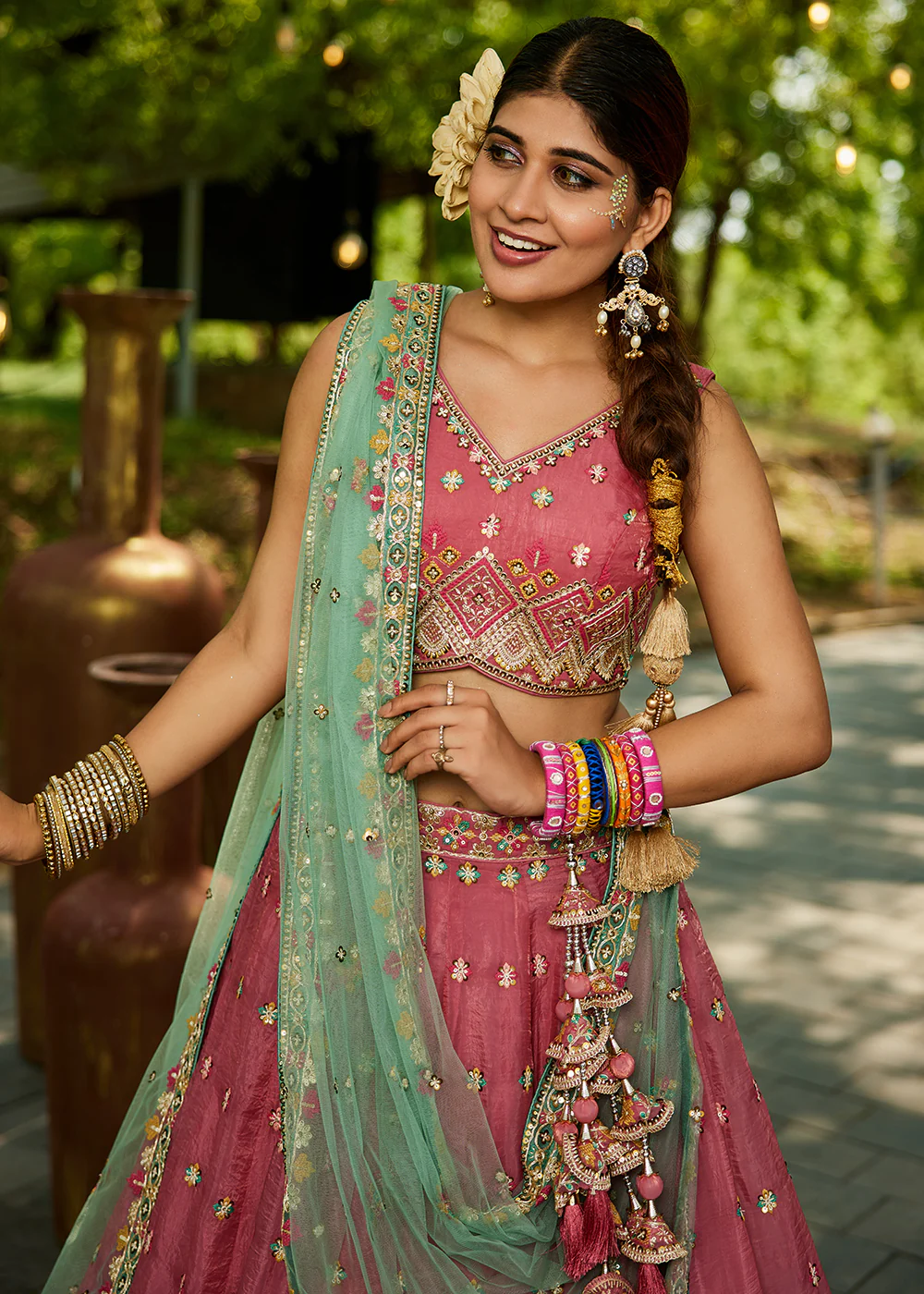 Pink Cording Embroidery Designer Lehenga Choli - Image 5