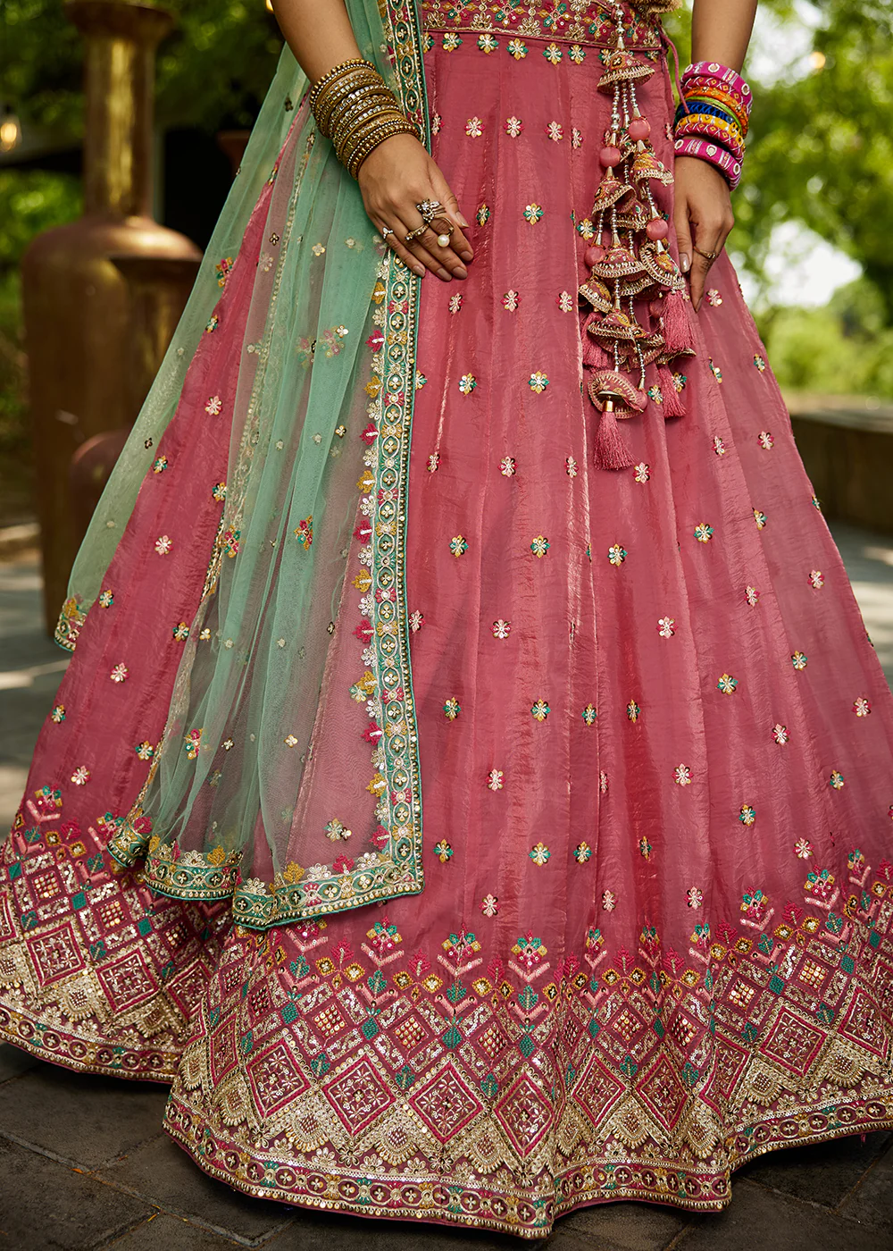 Pink Cording Embroidery Designer Lehenga Choli - Image 7