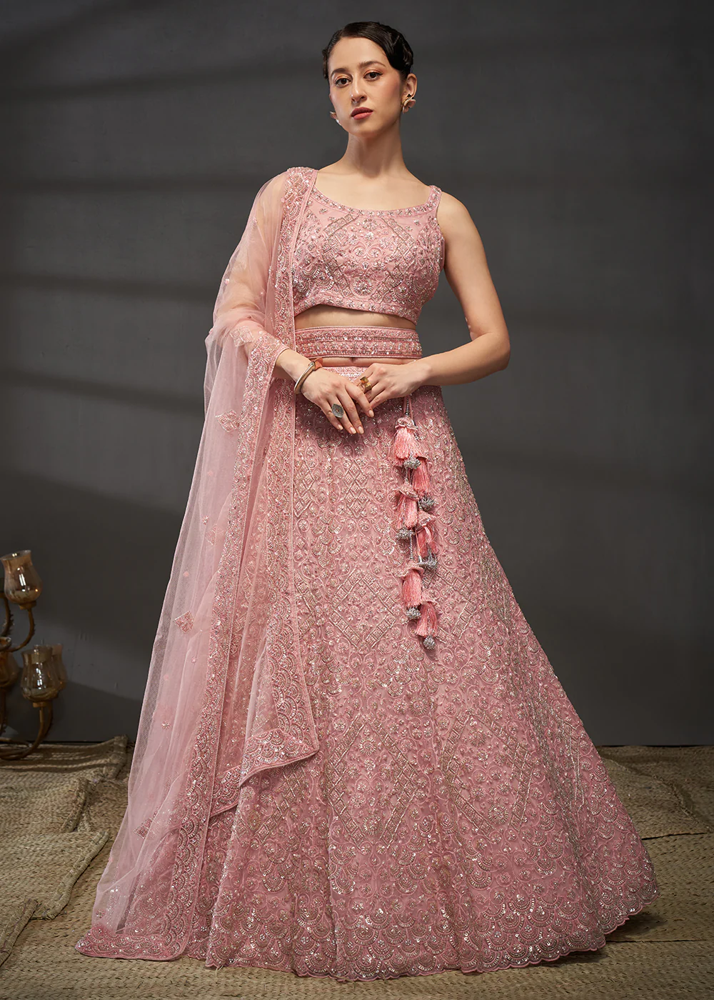 Pink Cut Dana & Zarkan Embroidered Bridal Lehenga Choli