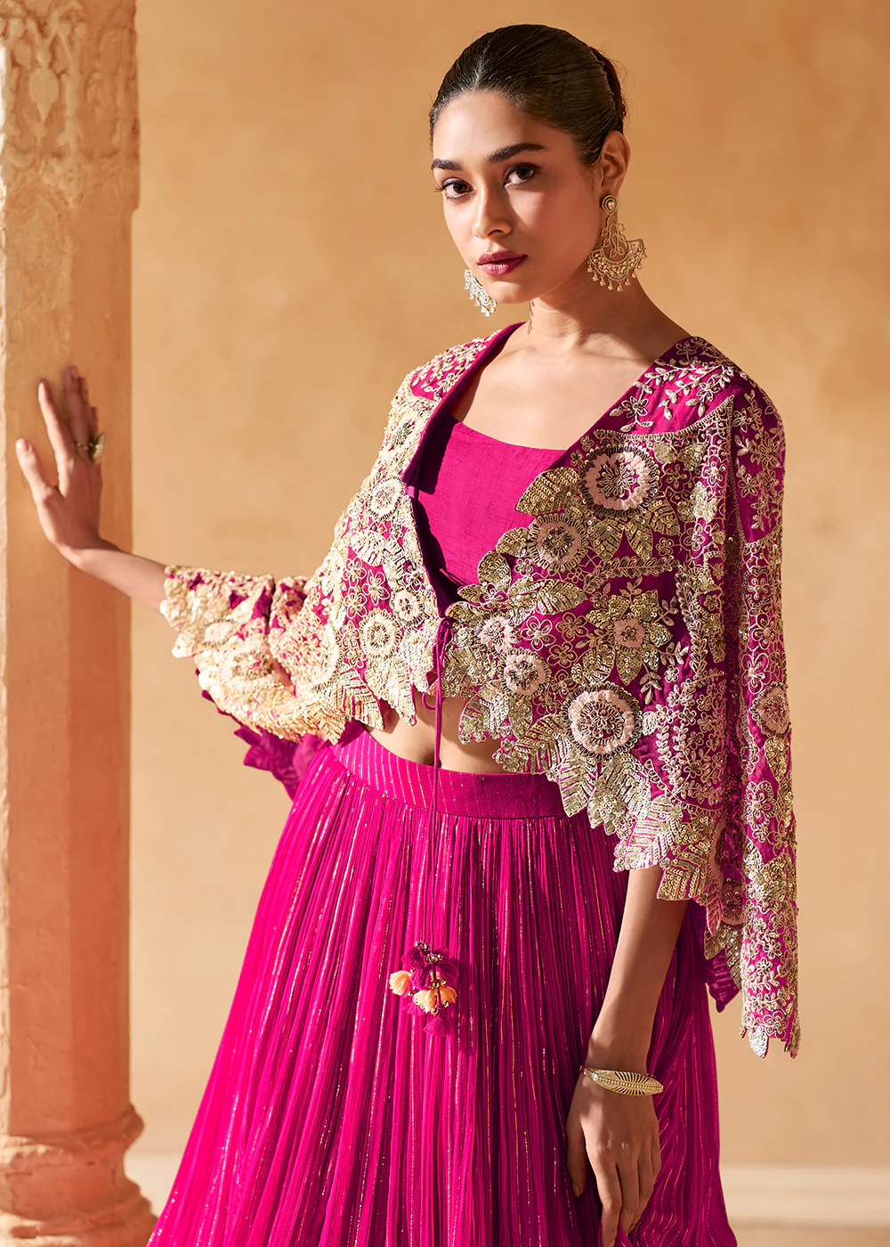 Pink Designer Indo Western Party Wear Lehenga Choli - Image 4