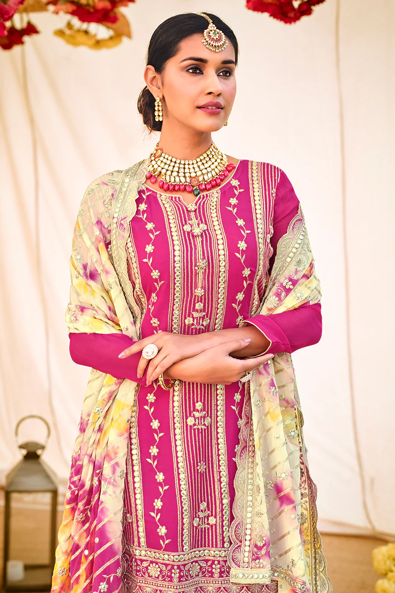 Pink Digital Print Embroidered Kurti Style Lehenga - Image 2