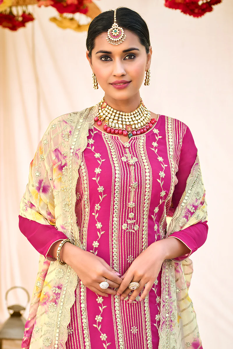 Pink Digital Print Embroidered Kurti Style Lehenga - Image 3