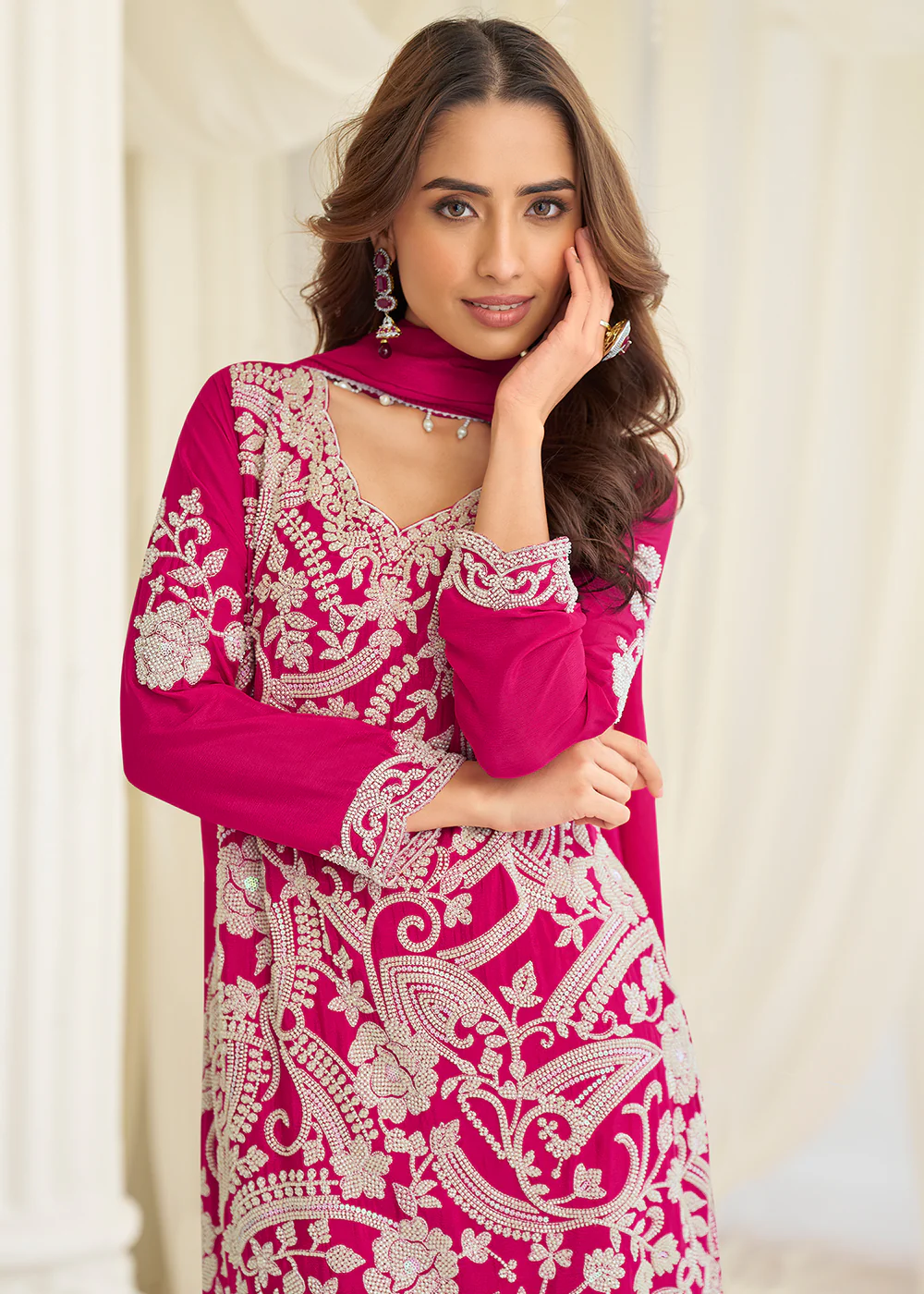 Pink Eid Style & Festive Wear Pant Style Salwar Suit - Image 2