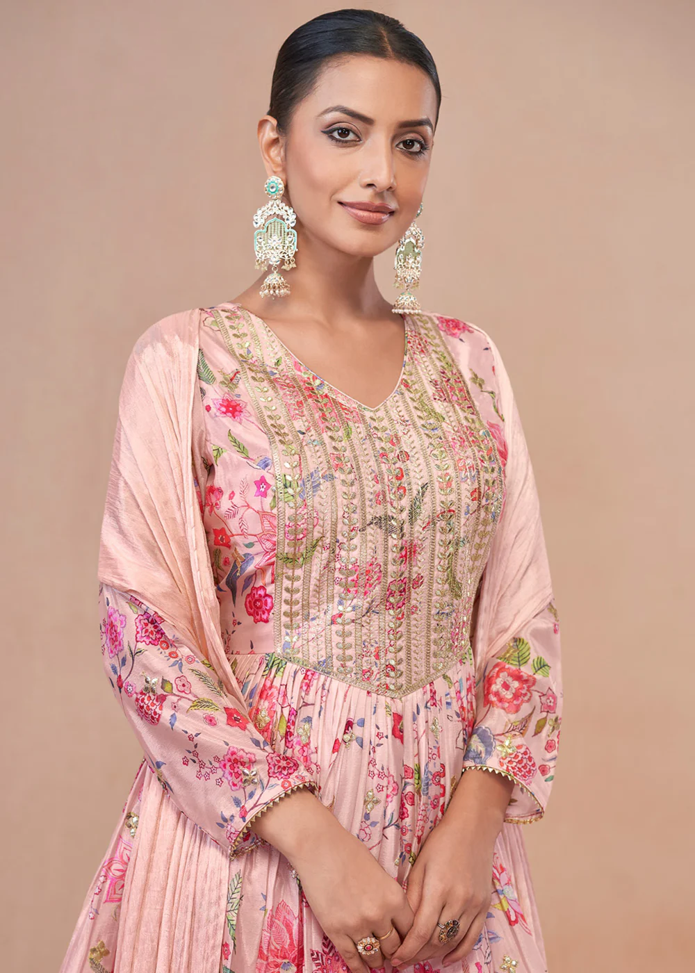 Pink Embroidered & Digital Printed Festive Gharara Suit - Image 2