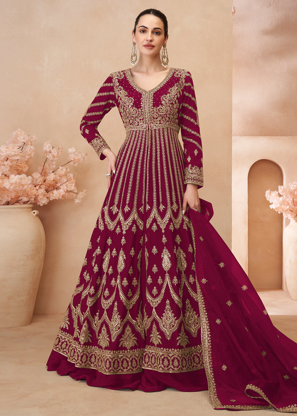 Pink Embroidered Slitted Skirt Style Anarkali Suit
