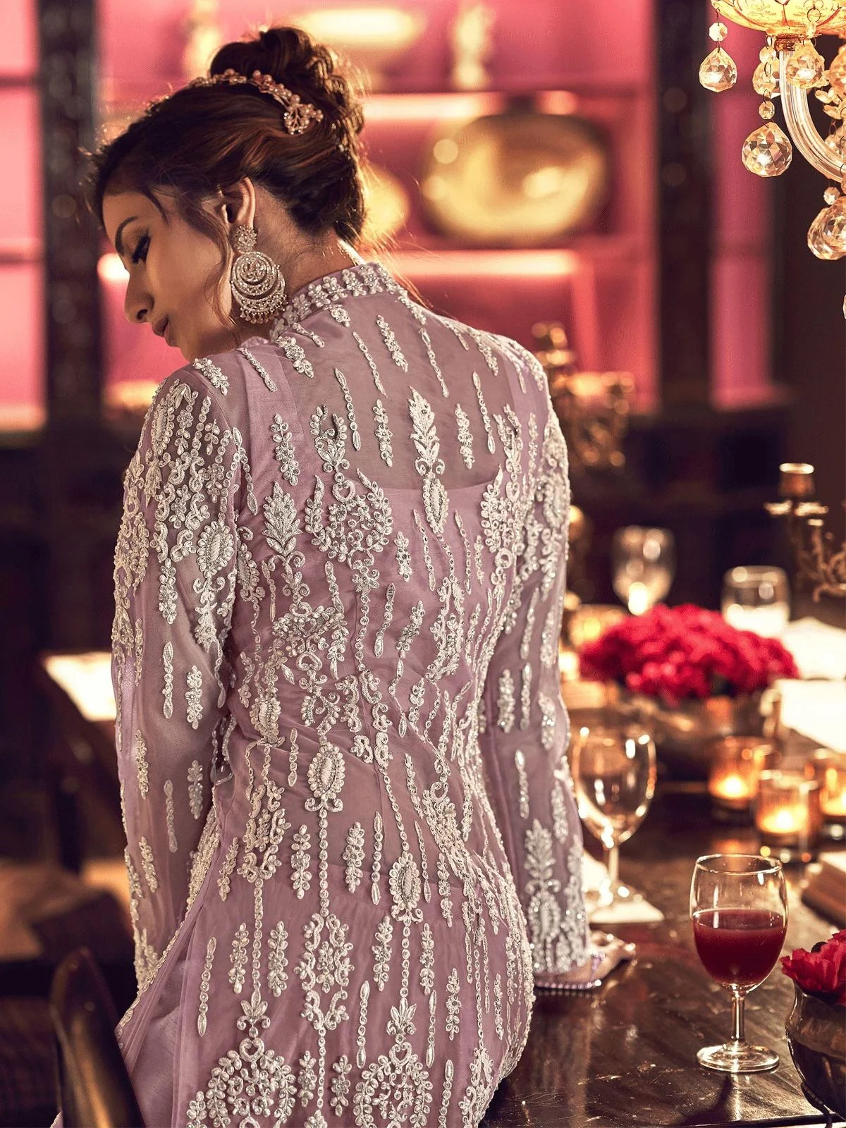 Pink Embroidered Traditional Style Anarkali Suit - Image 3