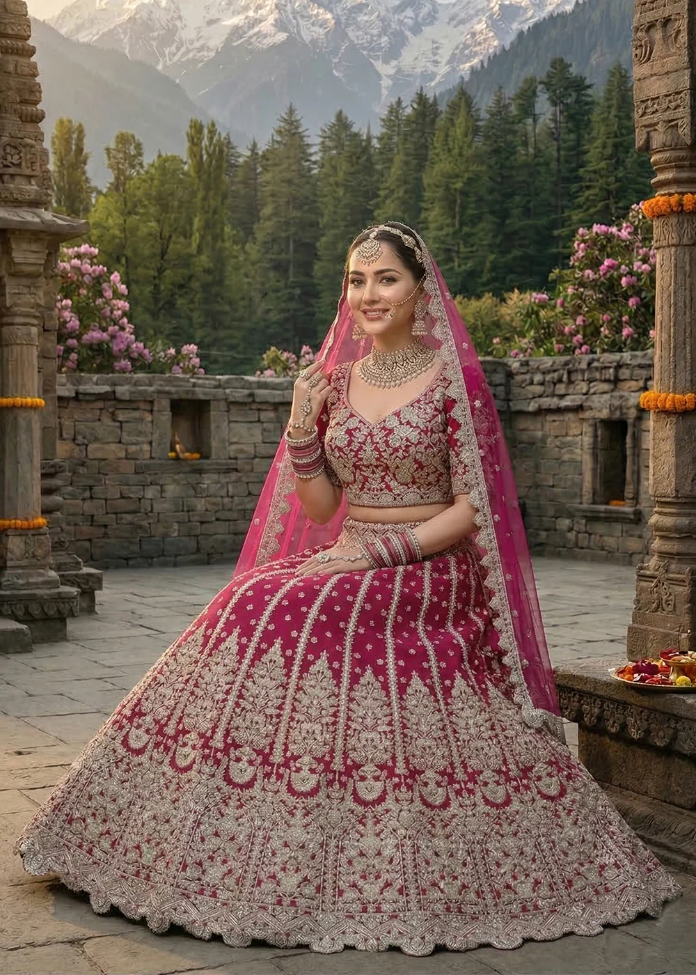 Pink Fancy Dori & Sequins Net Wedding Lehenga Choli - Image 2