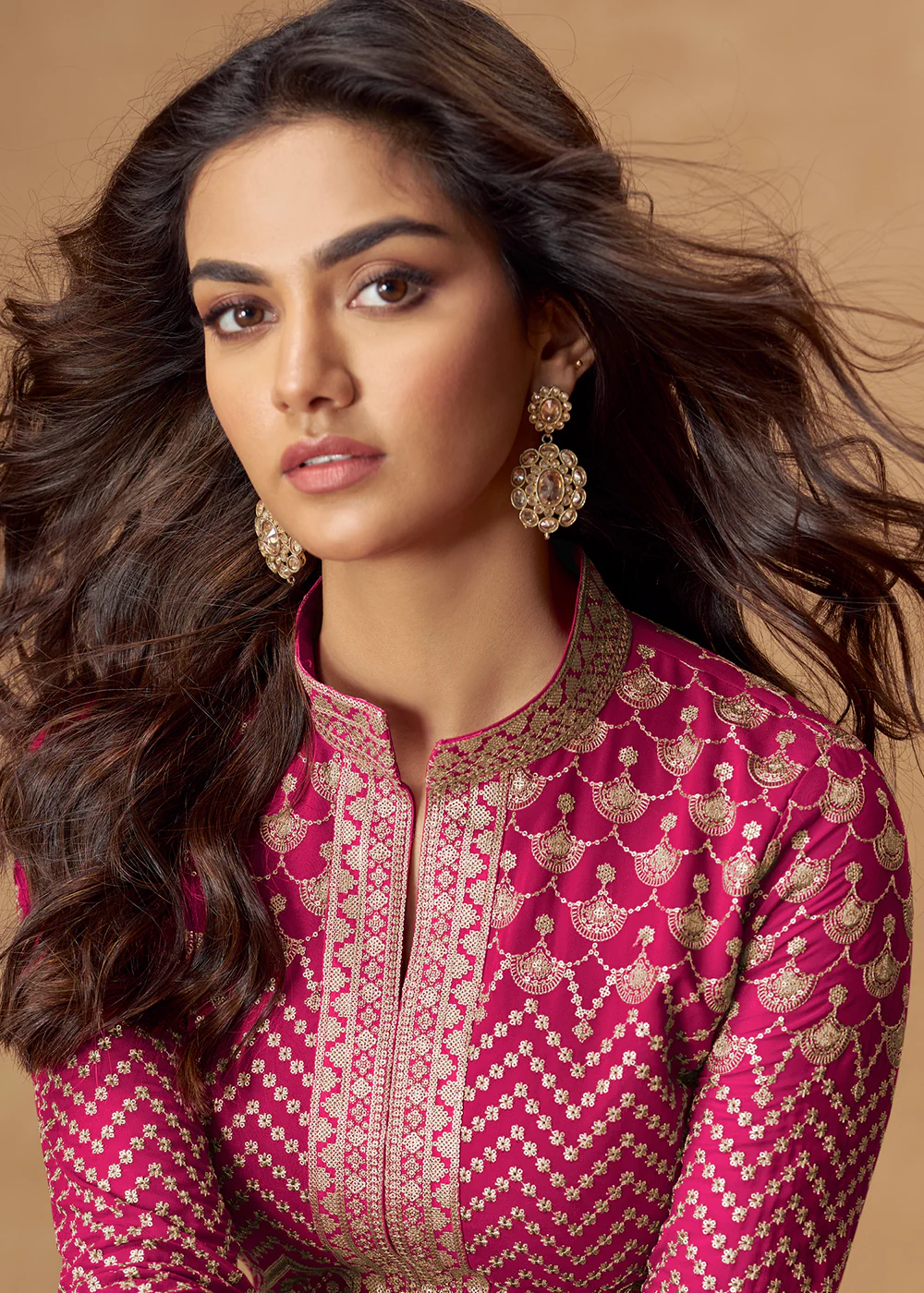 Pink Front & Back Embroidered Slit Skirt Anarkali Suit - Image 2
