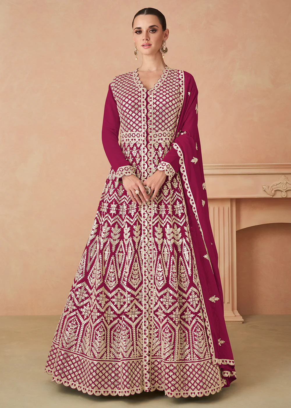 Pink Georgette Skirt Style Anarkali Gown