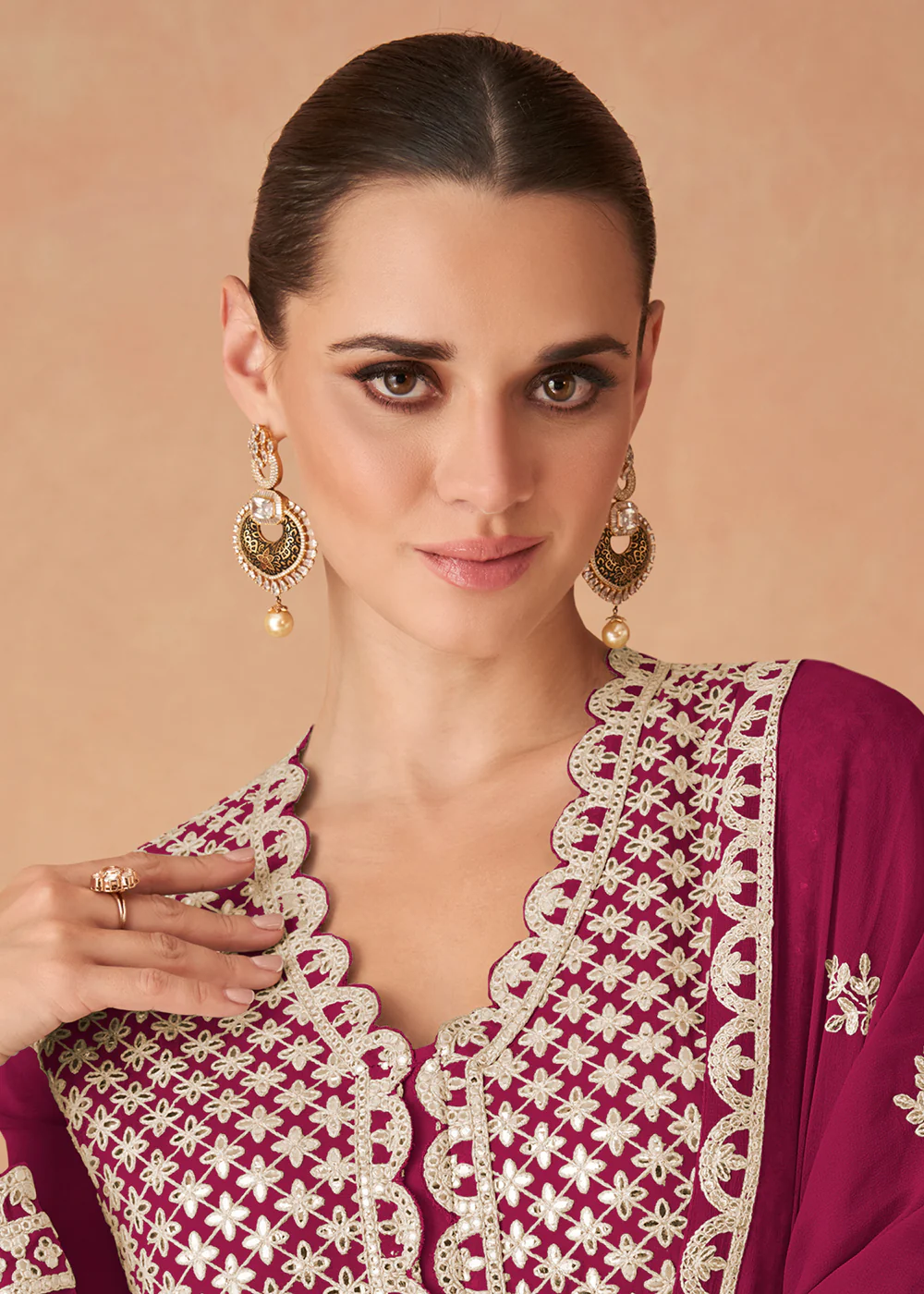 Pink Georgette Skirt Style Anarkali Gown - Image 2