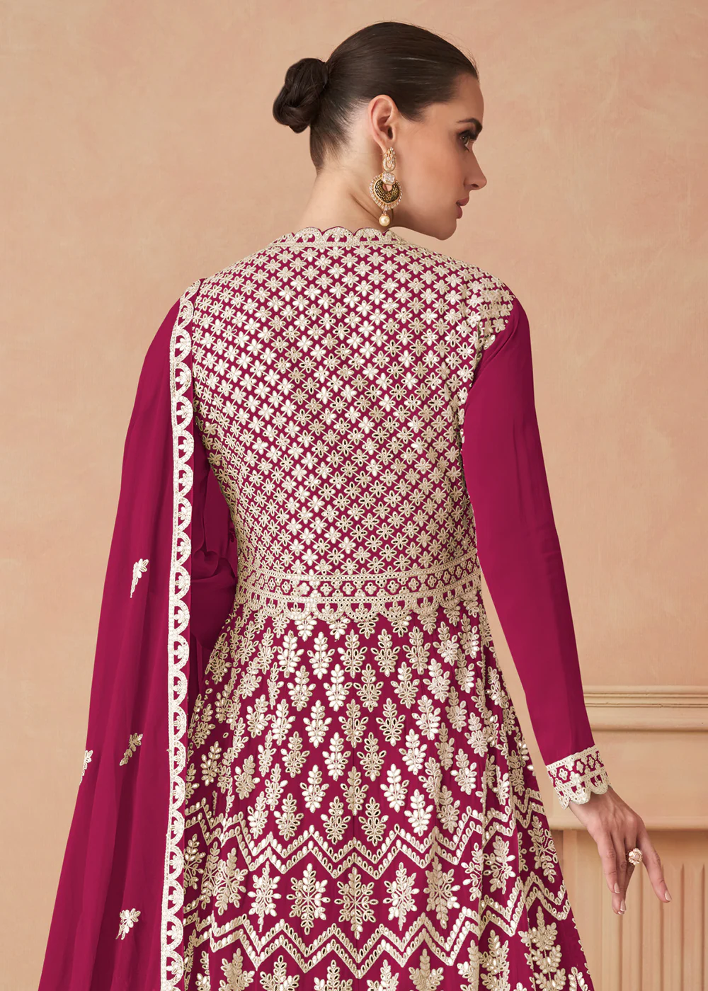 Pink Georgette Skirt Style Anarkali Gown - Image 3